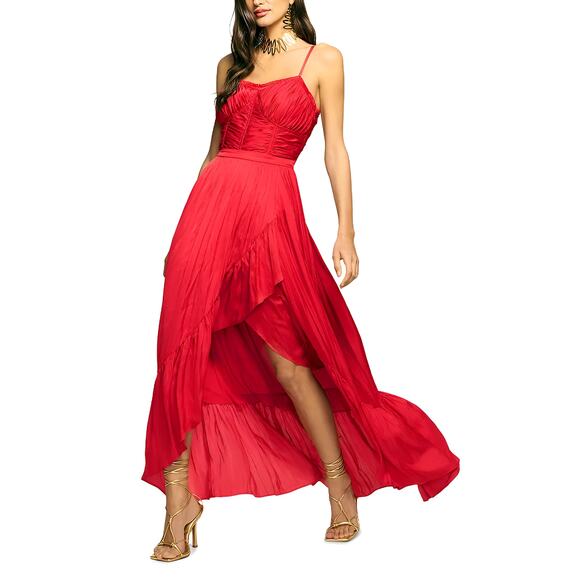 Ramy Brook Braelyn Sleeveless High Low Maxi Dress Gown Red Size